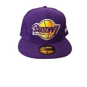 New Era Los Angeles Lakers Upside Down Logo 59FIFTY Fitted Hat Cap Size 7 1/2